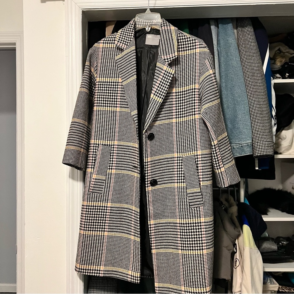 ASOS Design Petite Coat in Colored Check (US 4)